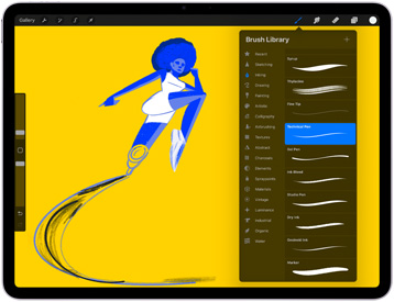 O app Procreate é mostrado em um iPad Air