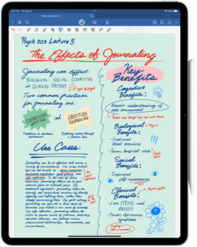 O app Goodnotes 6 é mostrado em um iPad Pro com Apple Pencil