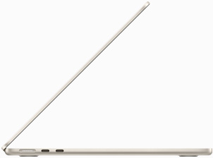 Seitenansicht eines MacBook Air in Polarstern
